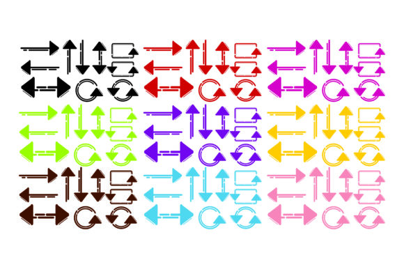 2 Types of Directional Arrows with Color: Web Elements & Graphics