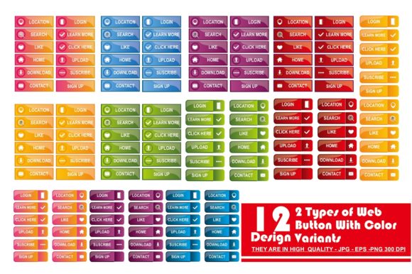 Button Vector for Web with Color Variant: Graphics & Web Elements