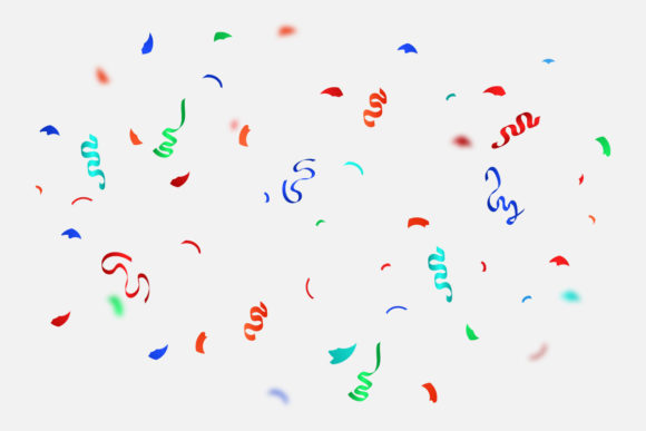 Colorful Ribbons and Confetti Background: Web Elements & Graphics