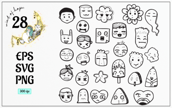 Emoji Face Doodle Set: Playful Graphics for Local Business Web Elements
