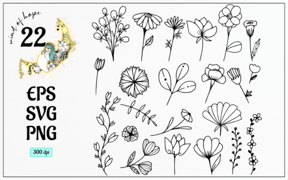 Flower Doodle Freehand Drawing Element: Graphics & Web Elements