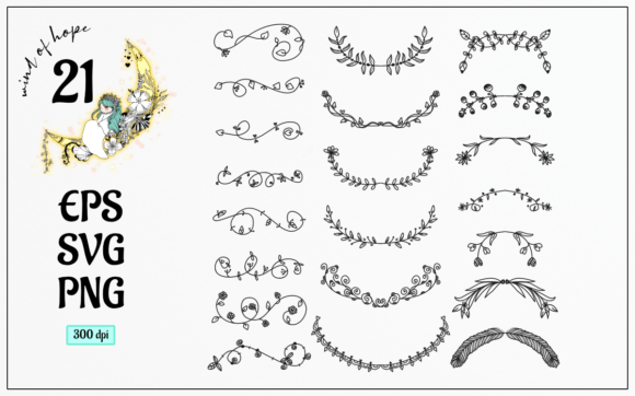Flower Wreath and Border Doodle: Web Elements & Graphics