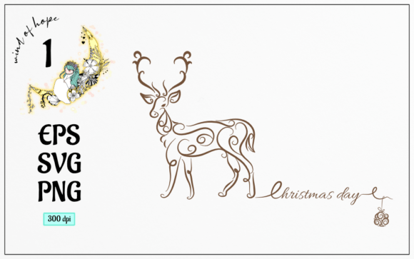 Luxury Christmas Reindeer Swirl Graphics & Web Elements