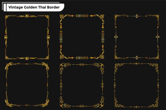 Luxury Golden Artistic Frame Border Set: Graphics & Web Elements