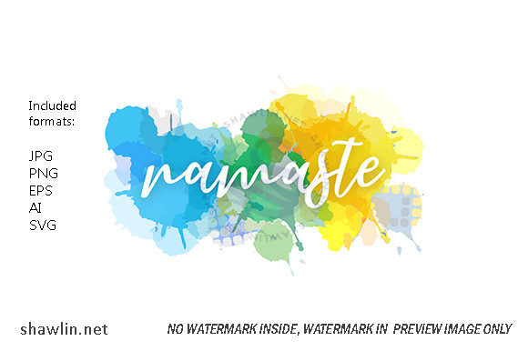 Namaste Quote in Watercolor Typography: Graphics & Web Elements