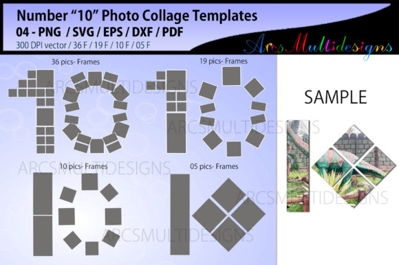 Number 10 Photo Collage Template: Graphics & Web Elements