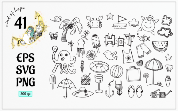 Summer Doodle Element: Playful Graphics for Local Business Web Elements