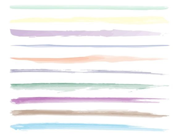 Watercolor Straight and Curved Line Set: Graphics & Web Elements