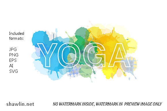 YOGA Typography Short Quote in Colorful Graphics